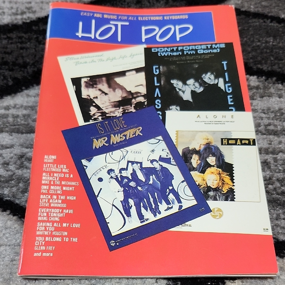 HOT POP 80'S EASY A-B-C MUSIC BOOK FOR ALL ELECTRONIC KEYBOARDS